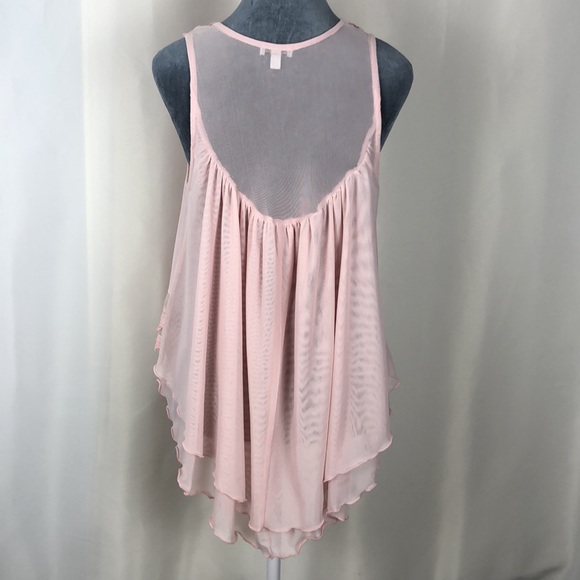 Love fire sheer sleeveless pastel pink blouse Size L - Picture 3 of 9